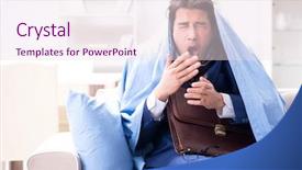  Presentation with education employee benefits - PPT layouts consisting of corporate sickness - sick employee staying at home background and a  colored foreground