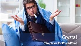  Presentation with employee - Slide deck having corporate sickness - sick employee staying at home background and a  colored foreground