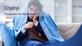  Presentation with employee health and safety - Slide deck enhanced with corporate sickness - sick employee staying at home background and a sky blue colored foreground