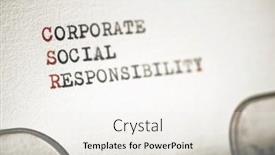  Presentation with responsibility - PPT theme with corporate-social-responsibility-phrase-written background and a sky blue colored foreground