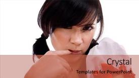  Presentation with crime woman on the run - Audience pleasing theme consisting of corporate spa - attractive woman portrait on white backdrop and a  colored foreground