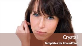  Presentation with white and black woman climbing ladders - PPT theme enhanced with corporate spa - beautiful woman portrait on white background and a tawny brown colored foreground