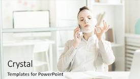  Presentation with face mask - Presentation design enhanced with corporate spa - businesswoman having cotton mask background and a sky blue colored foreground