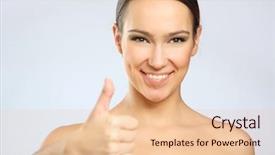  Presentation with corporate - Amazing slide deck having corporate spa - woman showing ok isolated backdrop and a lemonade colored foreground