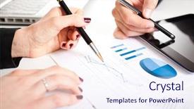  Presentation with strategy - Presentation theme consisting of corporate strategy - graph analysis background and a sky blue colored foreground