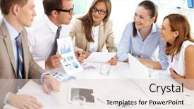  Presentation with new ideas - Slides featuring corporate strategy - image of confident partners sharing background and a lemonade colored foreground