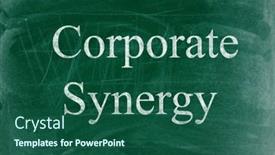  Presentation with synergy - Slide deck having corporate-synergy-business-phrase-written background and a ocean colored foreground