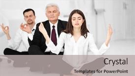  Presentation with meditation corporate - Slides consisting of corporate team building - business people relaxing in meditation background and a light gray colored foreground