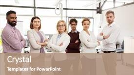  Presentation with corporate - Colorful PPT theme enhanced with corporate teamwork and peope concept backdrop and a coral colored foreground