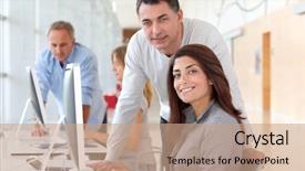  Presentation with business training - Beautiful PPT layouts featuring corporate trainer - group of people in business backdrop and a  colored foreground