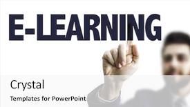  Presentation with learning - Beautiful PPT layouts featuring pointing the text e-learning backdrop and a white colored foreground