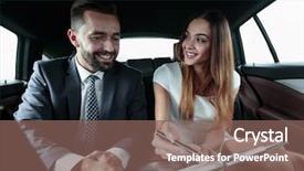  Presentation with contract - Slide deck with corporate travel sales - business man signing a contract background and a violet colored foreground