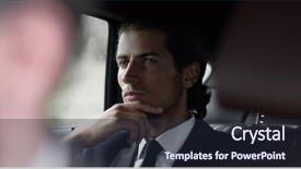  Presentation with car sales - PPT theme having corporate travel sales - businessman sitting in his car background and a wine colored foreground