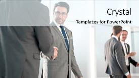  Presentation with how to deal hostile people - Slide set enhanced with corporate travel sales - businessmen handshaking after striking deal background and a cool aqua colored foreground