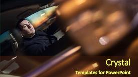  Presentation with driving - Audience pleasing theme consisting of corporate travel sales - handsome young man driving his backdrop and a wine colored foreground