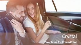  Presentation with team together everyone achieves more - PPT theme featuring corporate travel sales - young business team working together background and a coral colored foreground