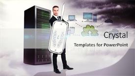  Presentation with warrior - PPT theme enhanced with image of cloud computing doodle background and a white colored foreground