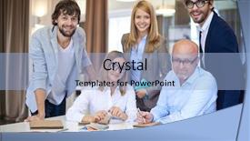  Presentation with company - Presentation consisting of corporate wellness - company of successful business partners background and a  colored foreground