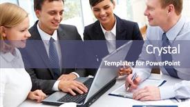  Presentation with group discussion - Beautiful theme featuring corporate wellness - group of businesspeople gathered backdrop and a  colored foreground