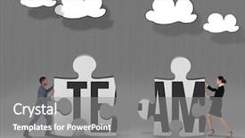  Presentation with meet the work team - Colorful PPT layouts enhanced with corporate wellness - word team and businessman pushing backdrop and a gray colored foreground