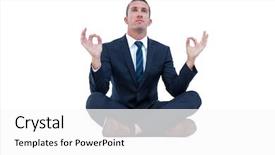  Presentation with dragonfly and zen - Colorful presentation theme enhanced with corporate wellness - zen businessman in yoga pose backdrop and a  colored foreground