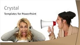  Presentation with corporate - Slide set enhanced with corporate-woman-screaming-and-demeaning background and a white colored foreground