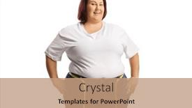  Presentation with tape recorder studioa masters - PPT theme featuring corpulent-woman-in-jeans background and a coral colored foreground