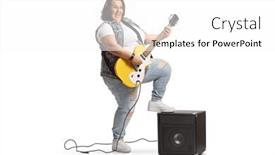  Presentation with electric guitar - Slide set enhanced with corpulent-young-female-playing and a white colored foreground