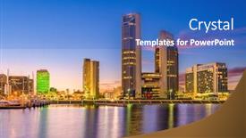  Presentation with columbus ohio usa skyline - Audience pleasing presentation theme consisting of corpus christi texas usa skyline on the bay backdrop and a cobalt blue colored foreground