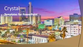  Presentation with columbus ohio usa skyline - PPT layouts featuring corpus christi texas usa skyline at dusk background and a cobalt blue colored foreground