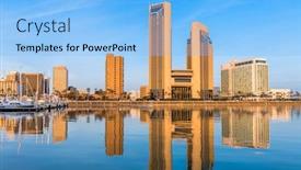  Presentation with texas - Slide set with corpus-christi-texas-usa-skyline background and a light blue colored foreground