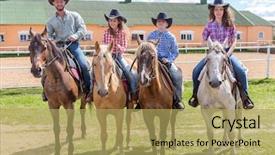  Presentation with cowboy - Cool new PPT layouts with corral - cowboy family of four backdrop and a yellow colored foreground