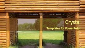  Presentation with ranch - Colorful slide set enhanced with corral - horse ranch in village backdrop and a tawny brown colored foreground