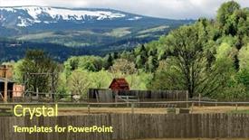  Presentation with ranch - Colorful PPT layouts enhanced with corral at the ranch backdrop and a tawny brown colored foreground