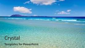  Presentation with beach - Colorful PPT theme enhanced with corralejo-beach-fuerteventura-at-canary backdrop and a seafoam green colored foreground