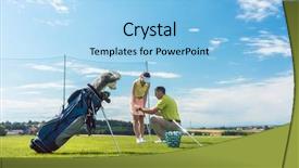  Presentation with club - Audience pleasing PPT theme consisting of correct grip of the golf backdrop and a light blue colored foreground