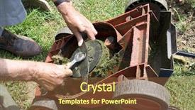  Presentation with lawn maintenance - Amazing presentation design having correcting the lawn mower knife backdrop and a tawny brown colored foreground