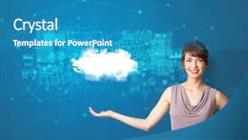  Presentation with technology black person - Beautiful slides featuring correctional system - young smiling person presenting cloud backdrop and a  colored foreground