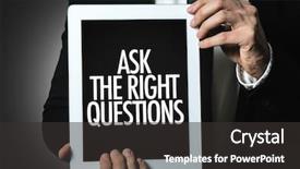  Presentation with questions - Presentation theme having corrections investigation - ask the right questions background and a dark gray colored foreground