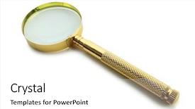  Presentation with lens - Presentation theme having corrections investigation - magnifying lens isolated on white background and a  colored foreground