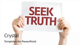  Presentation with truth - Colorful slides enhanced with corrections investigation - seek truth card isolated backdrop and a white colored foreground