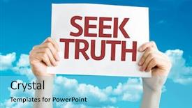  Presentation with truth - Theme featuring corrections investigation - seek truth card with sky background and a arctic colored foreground
