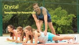  Presentation with trainer - Audience pleasing slide deck consisting of corrective action - beautiful young women with trainer backdrop and a tawny brown colored foreground