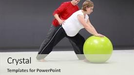  Presentation with pregnant woman cleaning - PPT theme featuring corrective exercise - serious caucasian pregnant woman exercising background and a soft green colored foreground