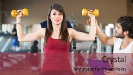 Presentation with exercise trainer - Beautiful presentation featuring corrective exercise - woman working backdrop and a  colored foreground