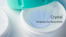  Presentation with contact lens - Presentation theme featuring corrective maintenance - blue contact lens in white background and a light blue colored foreground
