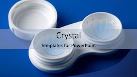  Presentation with contact lens - Colorful PPT layouts enhanced with corrective maintenance - blue contact lens in white backdrop and a light blue colored foreground