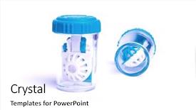  Presentation with cases - Slides featuring corrective maintenance - set of contect lens cases background and a  colored foreground