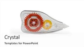  Presentation with correction - Slide deck consisting of corrector - correction tape in clear housing background and a  colored foreground