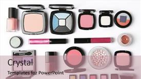  Presentation with cosmetic - Cool new slides with corrector - cosmetic products and brushes backdrop and a coral colored foreground